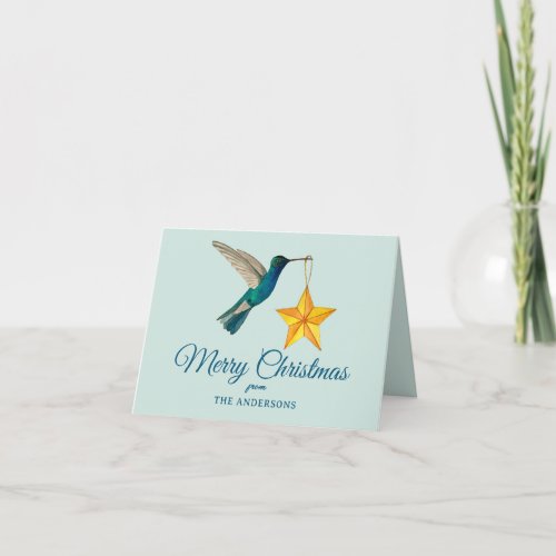 Custom Merry Christmas Hummingbird Holiday Card