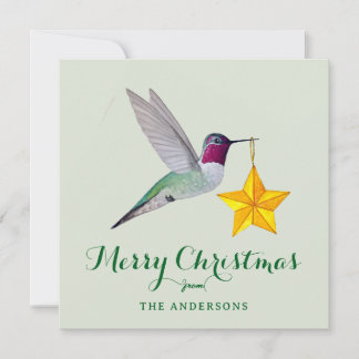 Custom Merry Christmas Hummingbird Holiday Card