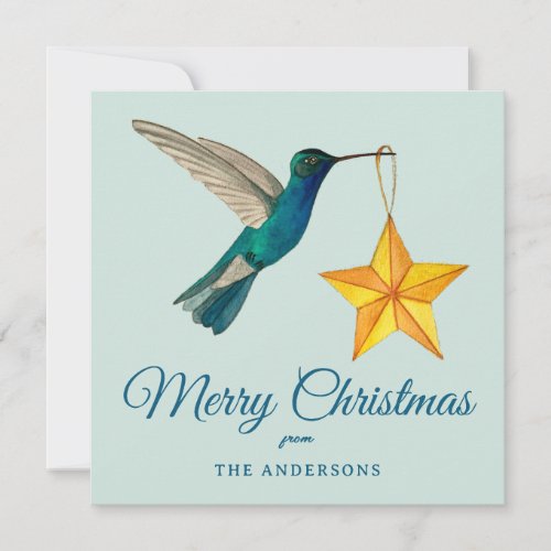 Custom Merry Christmas Hummingbird Holiday Card