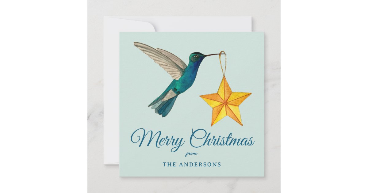 Custom Merry Christmas Hummingbird Holiday Card | Zazzle