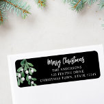 Custom Merry Christmas Mistletoe Return Address Label<br><div class="desc">This festive Christmas return address label is decorated with watercolor mistletoe leaves and berries.
It says Merry Christmas in stylish script typography.
Easily customizable.
Original Watercolor © Michele Davies.</div>