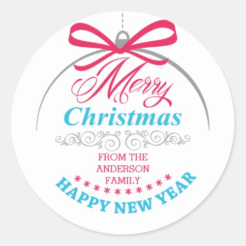 Custom Merry Christmas Modern Ornament Sticker