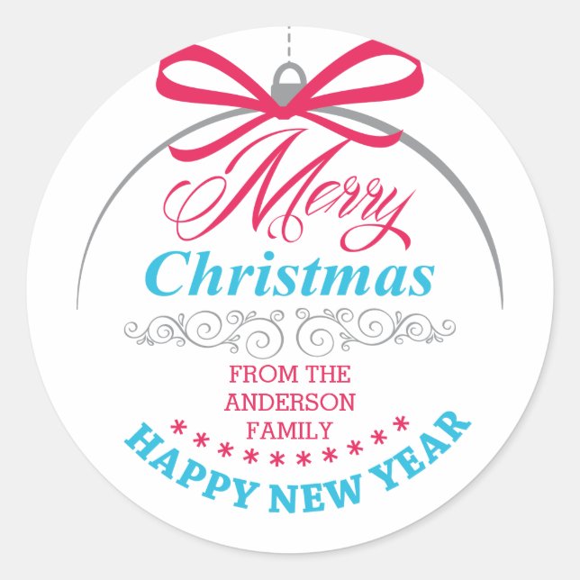 Custom Merry Christmas Modern Ornament Sticker (Front)