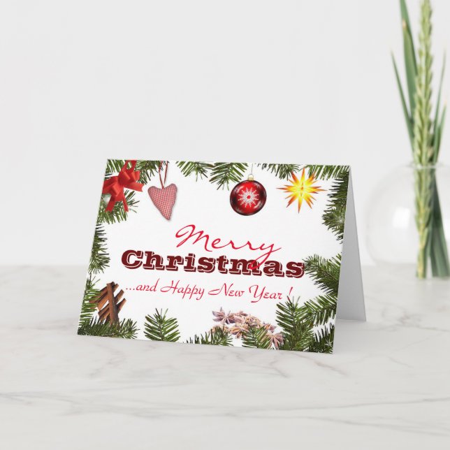 Custom MERRY CHRISTMAS NEW YEAR SEASON'S GREETING Holiday Card (Front)