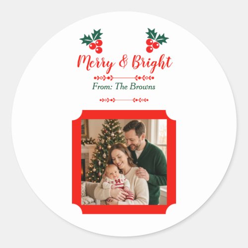 Custom Merry Christmas Photo Square Sticker