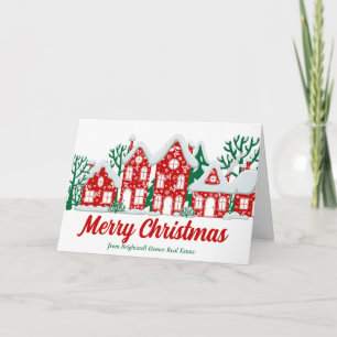 Custom Merry Christmas Real Estate Company Houses Holiday Card