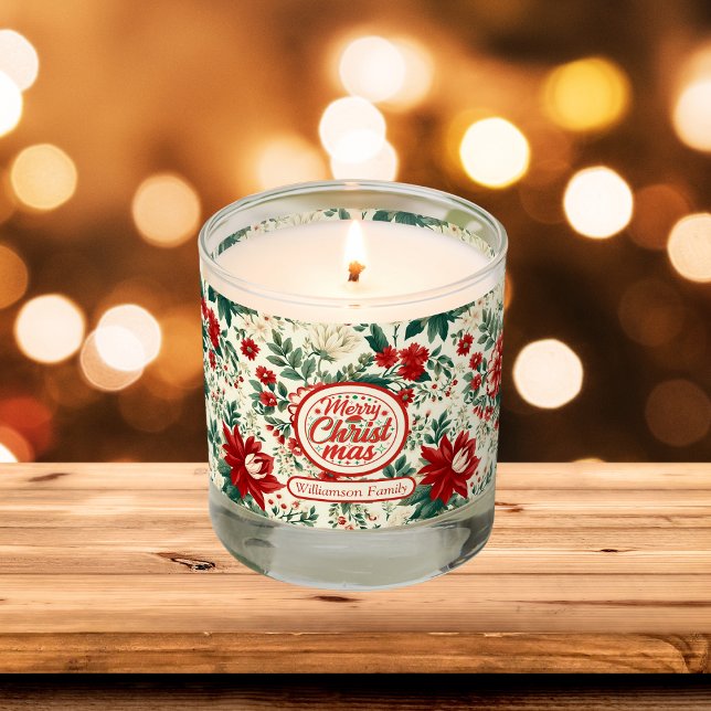 Custom Merry Christmas Red Flowers Scented Candle (Creator Uploaded)