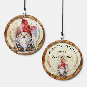 Custom Merry Christmas Red Santa Garden Gnome Wind Chime