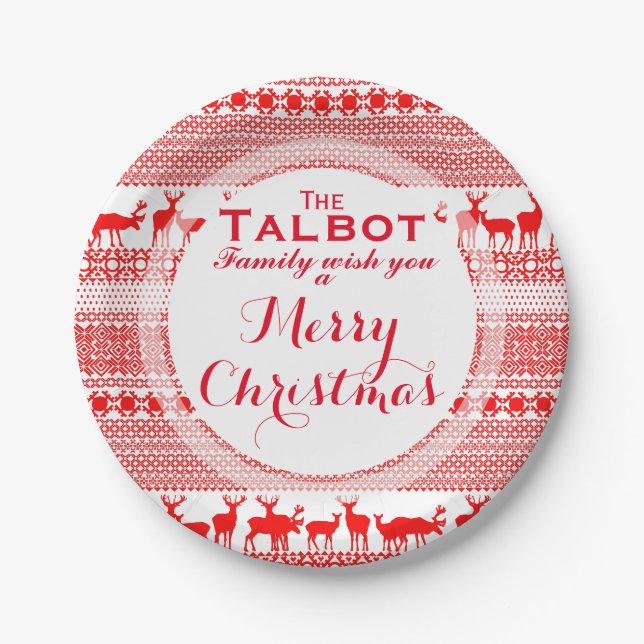 Custom MERRY CHRISTMAS SEASON'S GREETING Paper Pla Plates (Front)