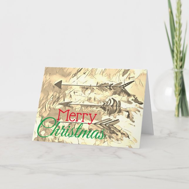 Custom Merry Christmas Sepia Greeting Card (Front)