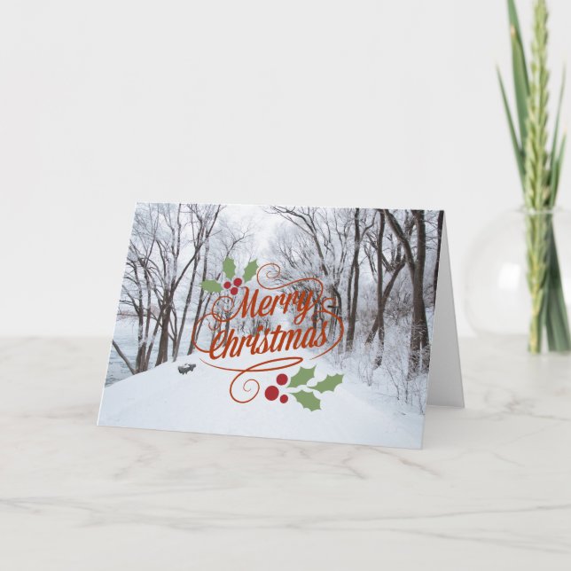Custom MERRY CHRISTMAS SNOW PATH SEASON'S GREETING Holiday Card (Front)