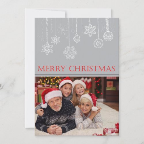 Custom Merry Christmas Three Family Photos  Holiday Card