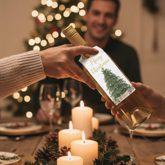 Custom Merry Christmas Tree From Our Family Bottle Hanger Tag