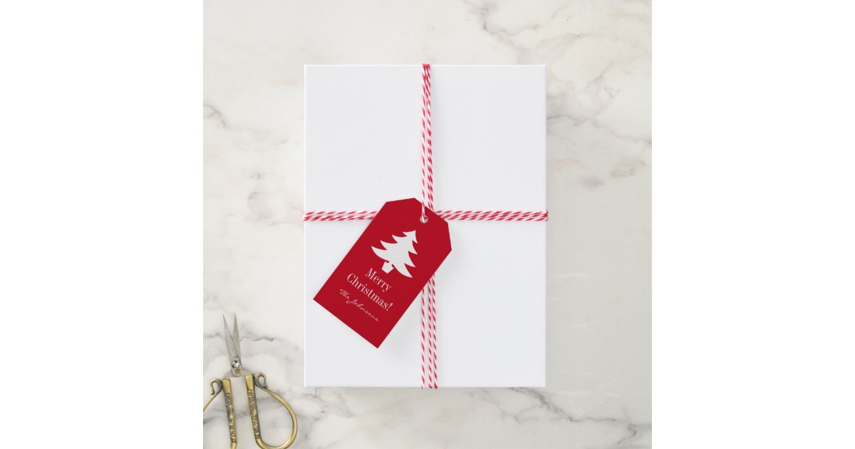 Custom Merry Christmas tree gift tags with string