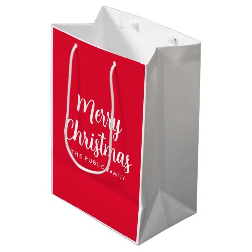 Custom Merry Christmas Typography Name Template Medium Gift Bag