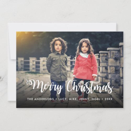 Custom Merry Christmas Typography Script Holiday - Create your own custom modern simple Christmas card with beautiful typography. Add your favorite photo, name and message to create something really unique. Edit this design template by clicking 'Change' and uploading your own image as shown above. To edit the name, change the text in the fields. Click 'Customize' button to add text, customize fonts and colors.
Treat yourself or make the perfect gift for family, friends, parents and grandparents!