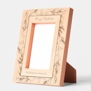 Custom Merry Christmas Winter Botanical Engraved Frames