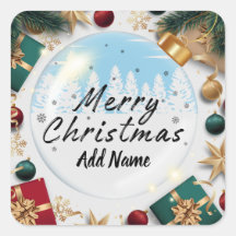 Custom Merry Christmas with Add Name Sticker