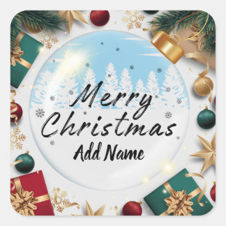 Custom Merry Christmas with Add Name Sticker