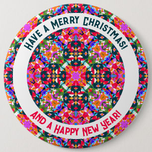 Custom Merry Colorful Modern Christmas Party Button