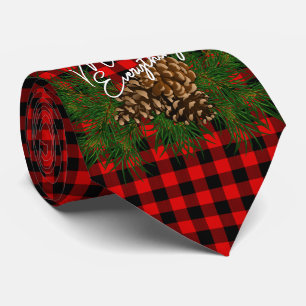 Custom Merry Everything Wish Quote Checks Pattern Neck Tie