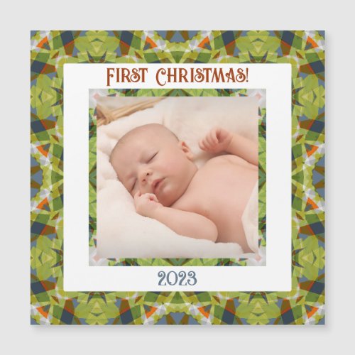 Custom Merry Festive Christmas Photo Magnet Card