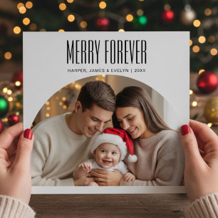 Custom Merry Forever Family Photo Ornament Holiday Card