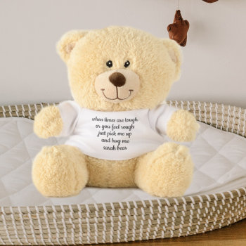 Custom Message And Name Team Hugs Teddy Bear by mothersdaisy at Zazzle