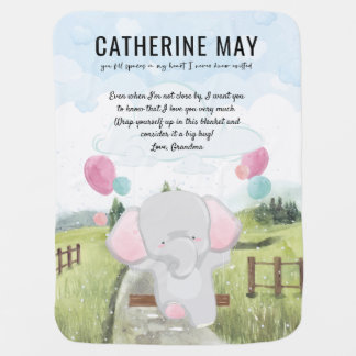 Custom Message Baby Blanket with Elephant Design