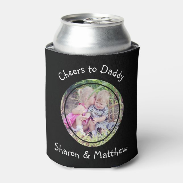 Custom Message Black Can Sleeve Wrap with Photo Can Cooler (Can Front)