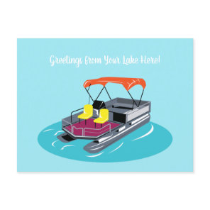 Custom Message Blue Pontoon Boat Postcard