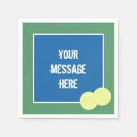 Custom Message Blue Tennis Court with Yellow Balls
