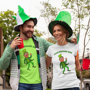 Custom Message Cartoon Leprechaun T-Shirt