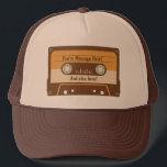 Custom Message Cassette Tape Baseball Cap<br><div class="desc">This baseball cap or truckers hat features an illustration of an old fashioned cassette tape. Use the template fields to easily add your own name and short message to this hat. It makes a great personalized gift for old school music lovers or use it to promote your band or musical...</div>