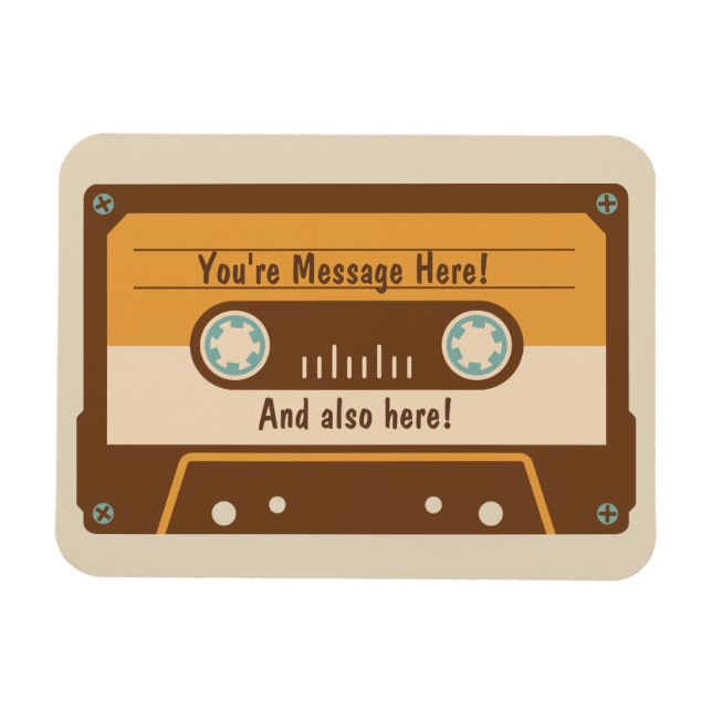 Custom Message Cassette Tape Refrigerator Magnet (Horizontal)