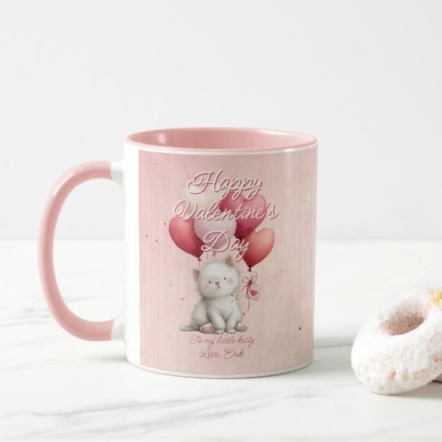 Custom Message Cat Animal Valentines Day Mug (With Donut)