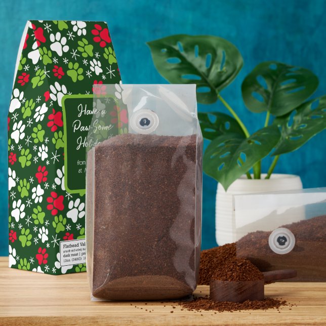 Custom Message Cat Paw Print Christmas Roasted Coffee (Ground)
