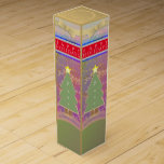 Custom Message Colorful Folk Holiday Wine Box<br><div class="desc">There's nothing like a beautiful box at gift giving time and these pleasing Holiday colors with your personal message will delight your friends and family!</div>