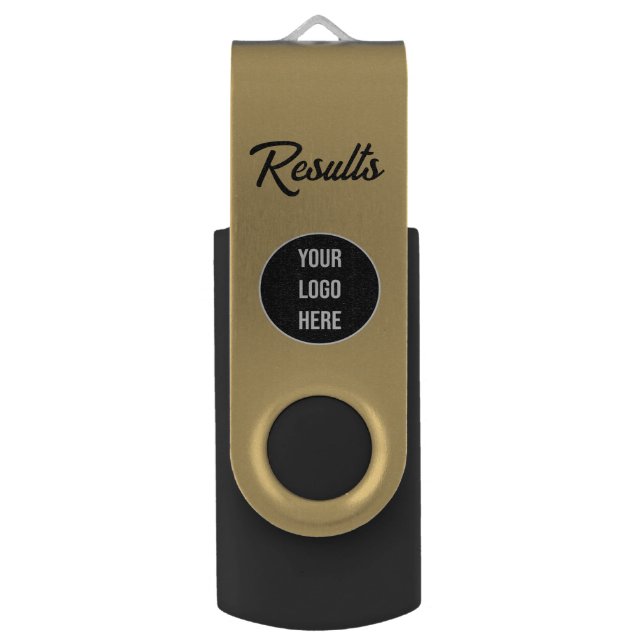 Custom Message Company Logo Results Flash Drive (Front Vertical)