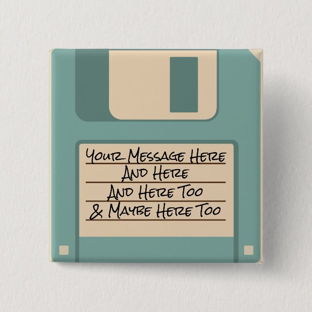 Custom Message Computer Floppy Disk Button (Front)