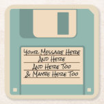 Custom Message Computer Floppy Disk Coasters<br><div class="desc">Remember floppy disks? These paper coasters are a blast from the past with their illustration of a light blue computer floppy disc. Use the template fields to easily add your own message to the disk's label area. This coordinates with other items in the Old Tech collection from Asterisk Designs. Makes...</div>