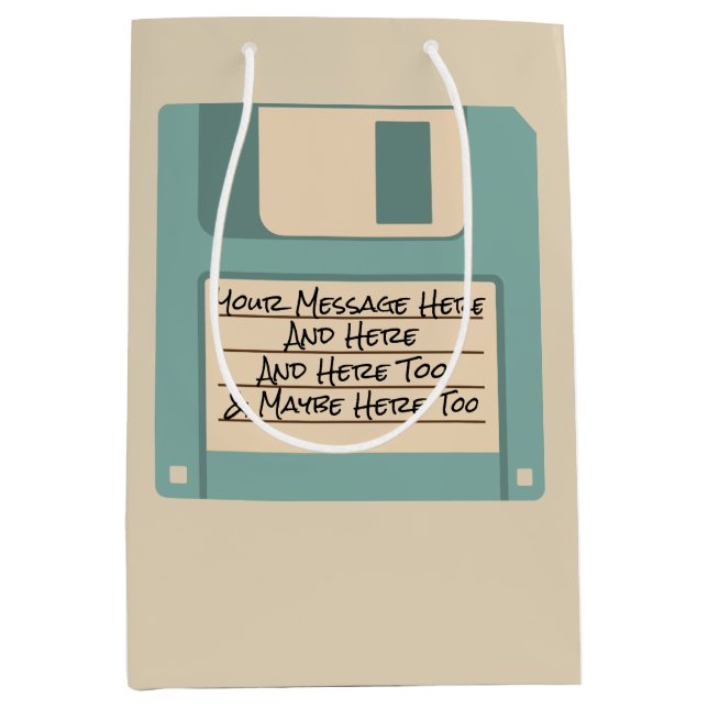 Custom Message Computer Floppy Disk Gift Bag (Front)
