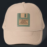 Custom Message Computer Floppy Disk Hat<br><div class="desc">Remember floppy disks? This baseball cap or trucker's hat's a blast from the past with it's illustration of a light blue computer floppy disc. Use the template fields to easily add your own message to the disk's label area. This hat coordinates with other items in our Old Tech collection from...</div>
