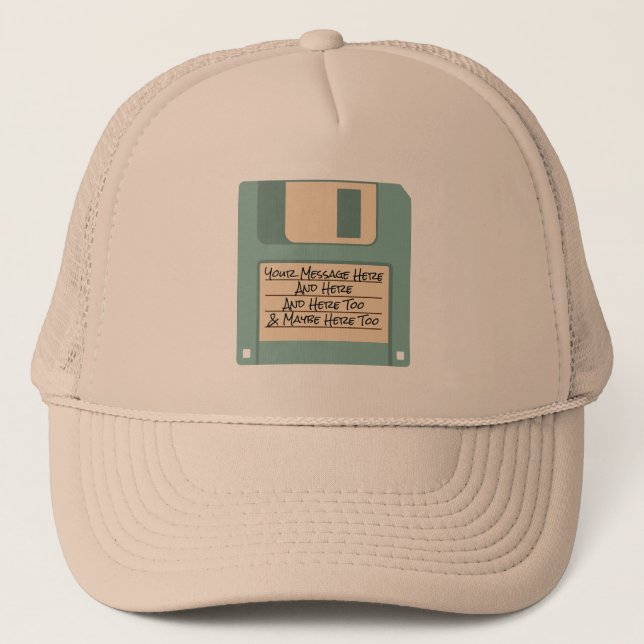 Custom Message Computer Floppy Disk Hat (Front)