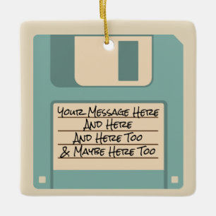 Custom Message Computer Floppy Disk Ornament