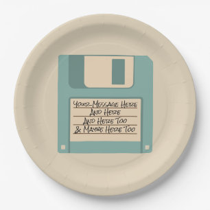 Custom Message Computer Floppy Disk Paper Plates