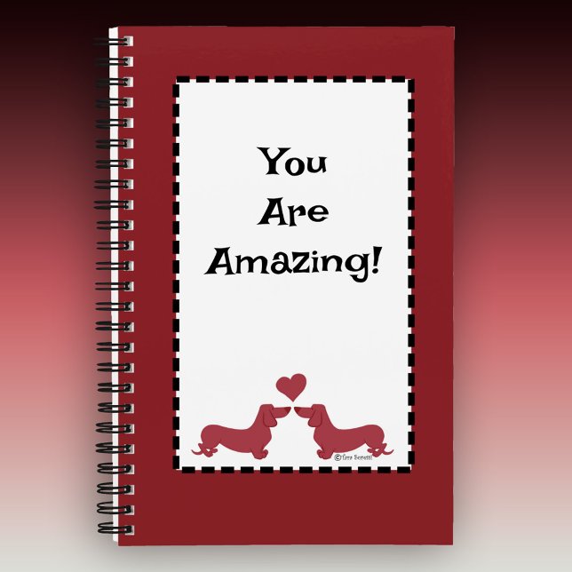 Custom Message Dachshund Heart Red Spiral Notebook (Creator Uploaded)