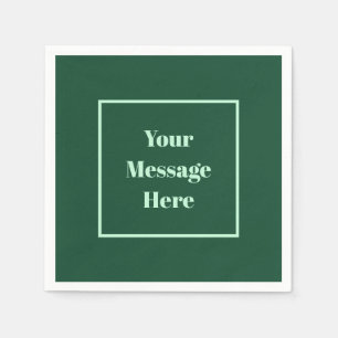 Custom Message Dark Green and Mint Green Party Napkins