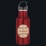 Custom Message Distressed Baseball Stainless Steel Water Bottle<br><div class="desc">This water bottle is perfect for toting to little league games and wherever else you go. It features a distressed style illustration of a baseball in cream or ivory white with dark red stitching. It's ready to be personalized with your own custom message in a sporty style dark red typeface....</div>