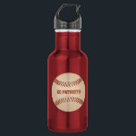 Custom Message Distressed Baseball Stainless Steel Water Bottle<br><div class="desc">This water bottle is perfect for toting to little league games and wherever else you go. It features a distressed style illustration of a baseball in cream or ivory white with dark red stitching. It's ready to be personalized with your own custom message in a sporty style dark red typeface....</div>